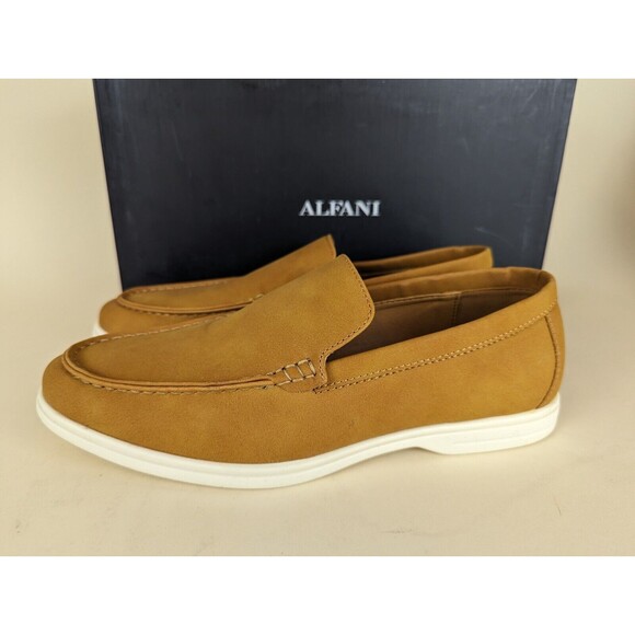 Alfani Porter Casual Loafer Flats Mens 9 M Tan Faux Leather Slip On Shoes NWB main image 6